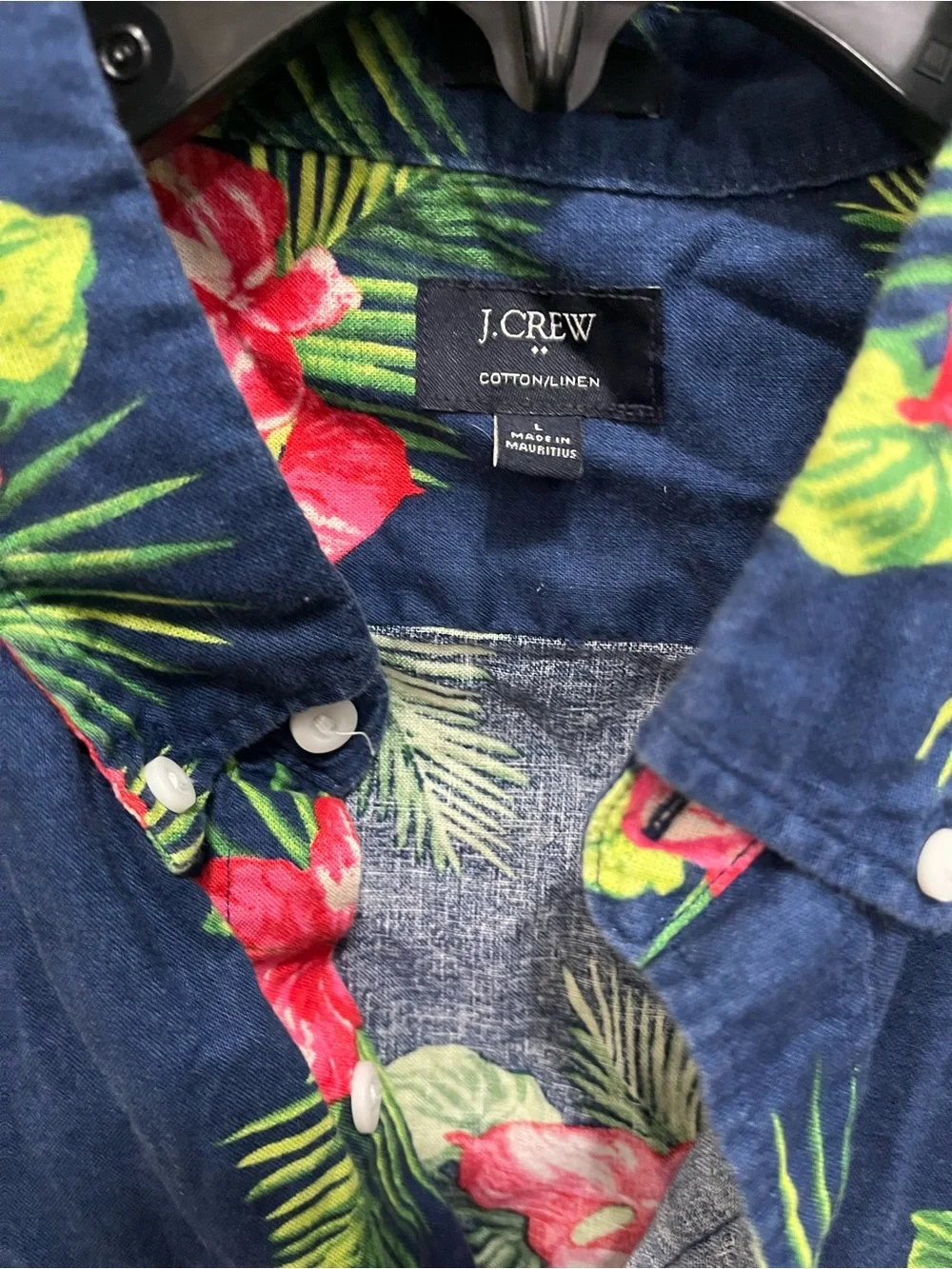 Men's J.Crew Navy Floral Button-Up short sleeve shirt
